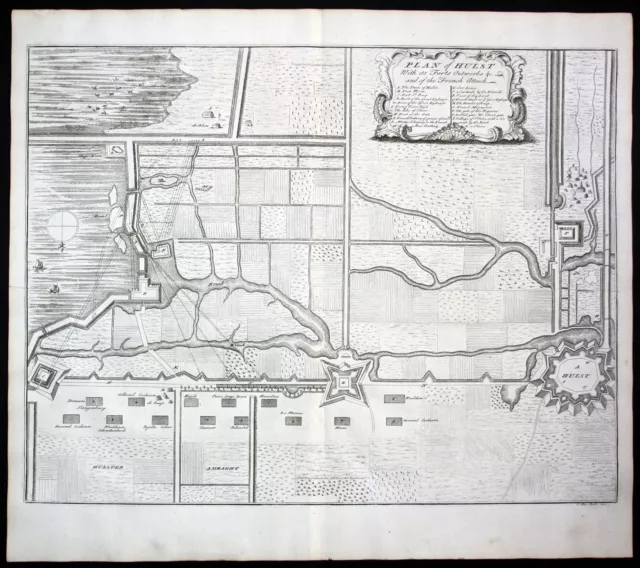 Hulst Zélande Nederland Pays-Bas Gravure Map Gravure sur Cuivre 1735