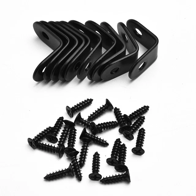 10Pcs L Shaped Right Angle Corner Bracket Stainless Steel Shelf Support W/Screw