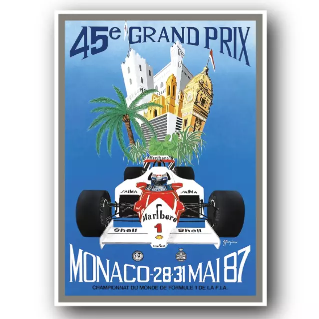 Vintage Art Deco Monaco F1 Racing Travel Grand Prix Print Poster Picture A3 A4