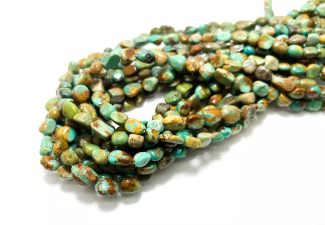 Natural Genuine Arizona Kingman Turquoise Smooth Green Round Oval Gemstone Beads