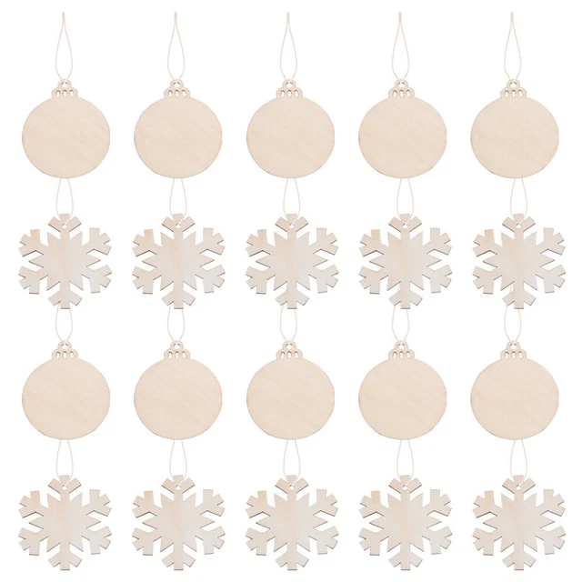 40 Pcs Log Unfinished Wood Ornaments Christmas Embellishments