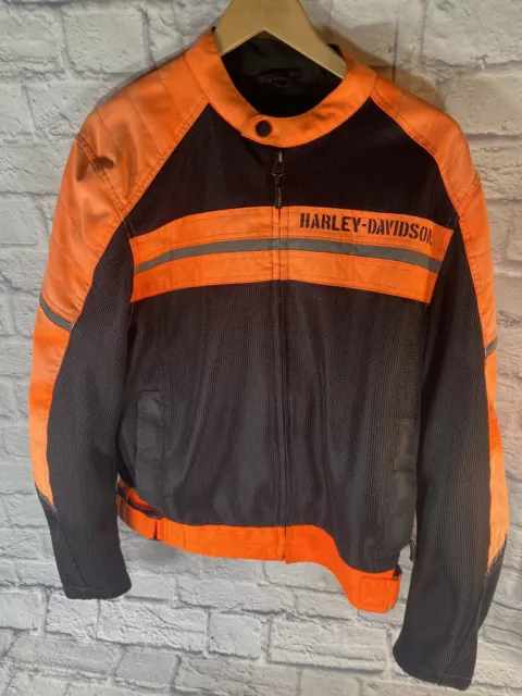 Harley Davidson Racing Jacket Orange Block Sz M Padded Vented Canvas