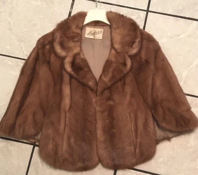 Genuine Vintage Mink Stole Fur Cape Beige Great Condition