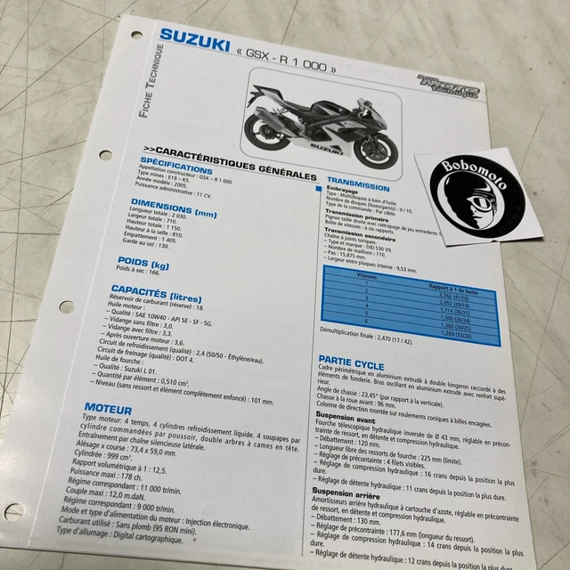 Suzuki GSX-R1000 Tipo E19 K5 2005 GSX R 1000 Scheda Tecnica Motocicletta Pistone