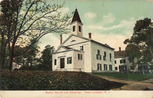 Baptist Church & Parsonage West Lonsdale Rhode Island RI c1910 Postcard