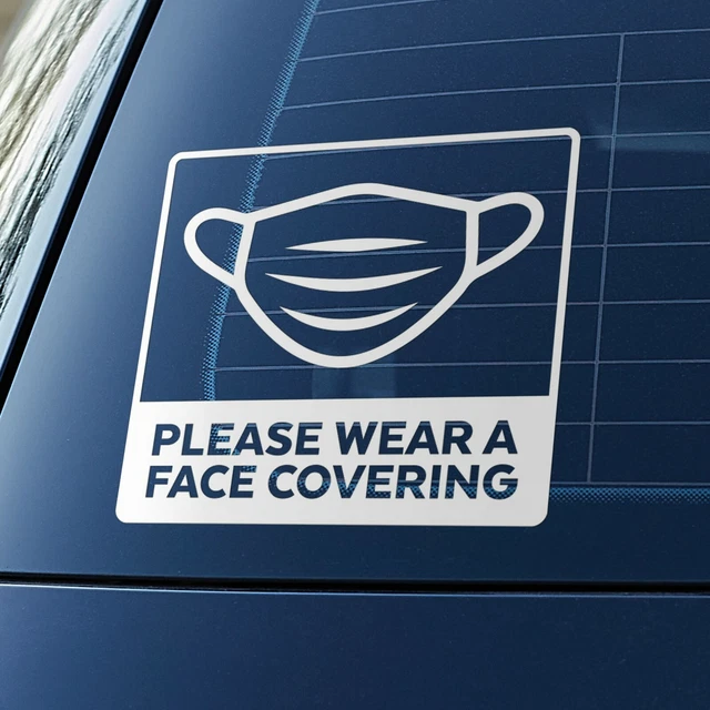 PLEASE WEAR FACE Covering Mask Square Decal Young Driver Car Window ...