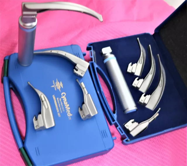 4 Blades And One Handle Laryngoscope Macintosh Intubation Emt Anesthesia Set 3