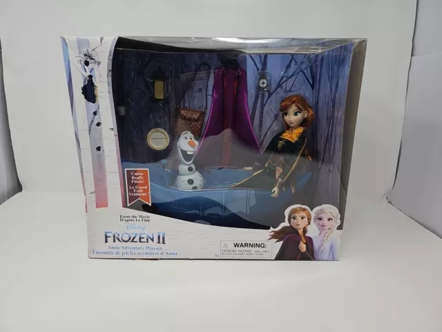 Disney Store Authentic Anna Adventure Playset Ice Boat Satin Dress Olaf Frozen 2