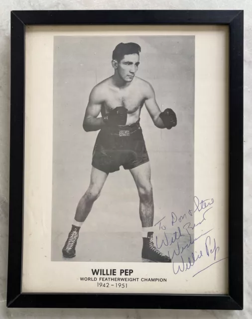 Vintage WILLIE PEP World Featherweight Boxing Champion Boxer Signed Photo