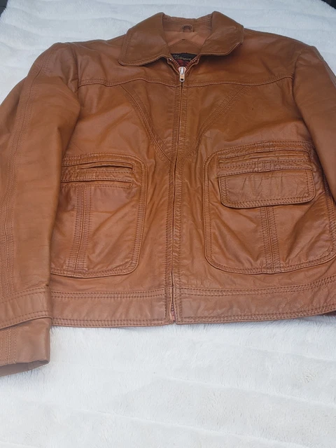 Vintage Fantastic International Leather Jacket Size 40 Cognac