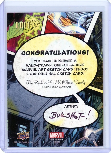 2016 UD Upper Deck Marvel Annual Sketch 1/1 Captain America James Bukauskas JS 2