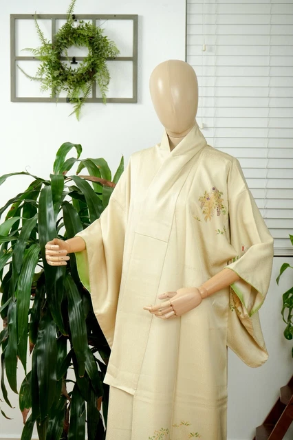 Dear Vanilla Japanese Silk Kimono Women's Robe Gown Authentic Japan Vintage Mint 2