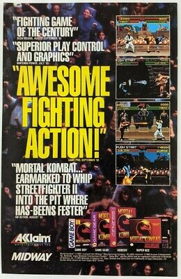 Mortal Kombat Print Ad Game Poster Art PROMO Original SNES Genesis Gear Boy