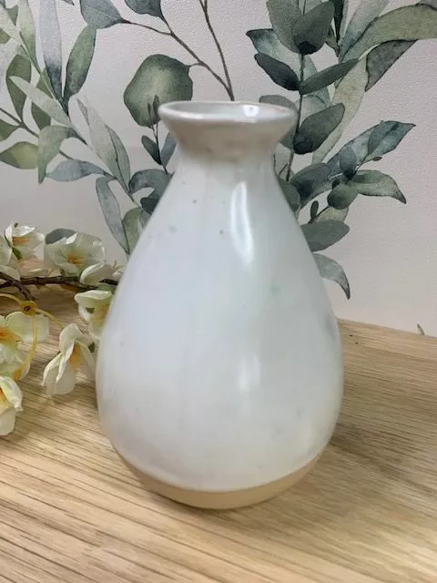 Small Terracotta and Cream Coloured Glazed Bud Vase Home Decor