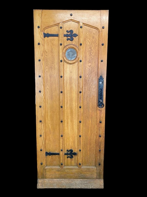 Solid Oak Front Door Old Period Antique Reclaimed Wood Cast Iron Hardwood Refurb