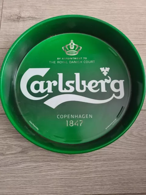 Carlsberg Metal Beer Serving Tray 14" Home Bar Man Cave