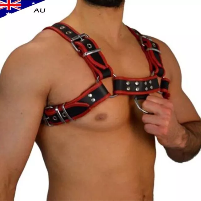 Male Sexy Adjustable PU Leather Chest Body Harness Strap Gay Clubwear Punk Belt