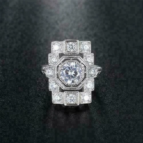 2.84 Carat Round Cut Lab-Created Diamond Old European Modern Style Vintage Rings