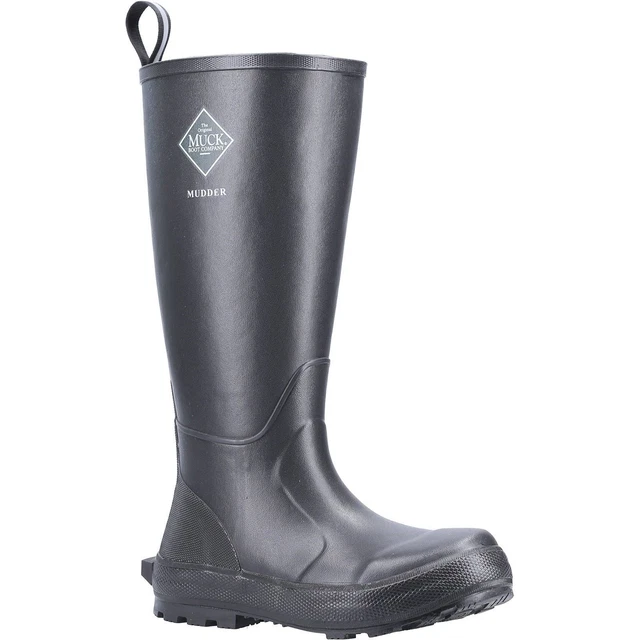 MUCK BOOTS MUDDER Tall Rubber Black Wellington Boots New £95.60