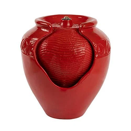 Pure Garden 50-LG1185 Jar Fountain – Indoor or Outdoor Ceramic-Look Glazed