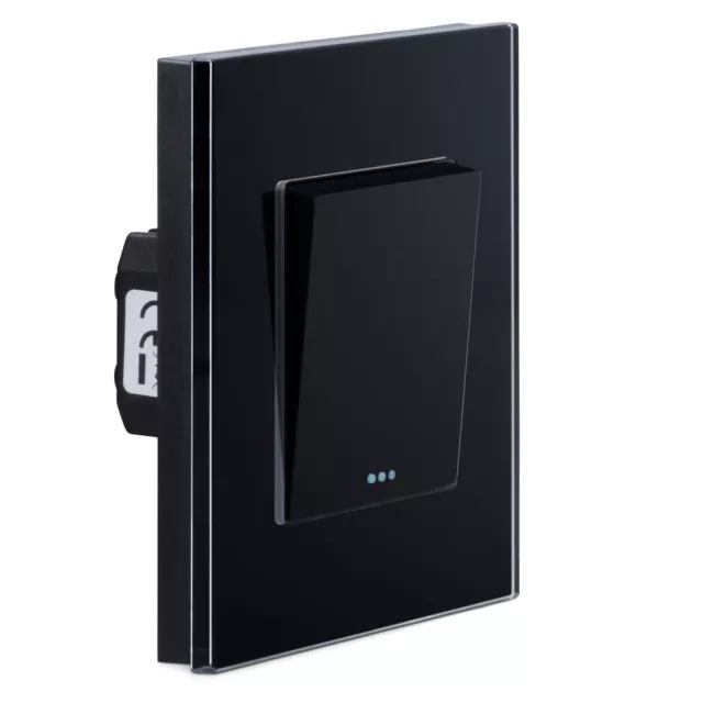 Interruptor de pared empotrable con panel de cristal de 8.5 x 8.5 x 4 CM negro