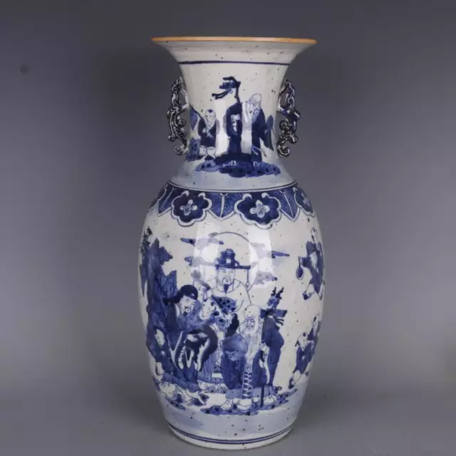 17.32” Chinese Porcelain Qing Dynasty Kangxi Blue and white Character Vase A