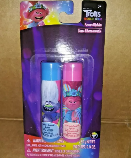 TROLLS World Tour Blue Berry and Cotton Candy Flavored .14 oz Lip Balm