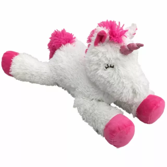 Dan Dee Plush Fuzzy White & Pink Laying Unicorn, 23 inch Large Stuffed Animal