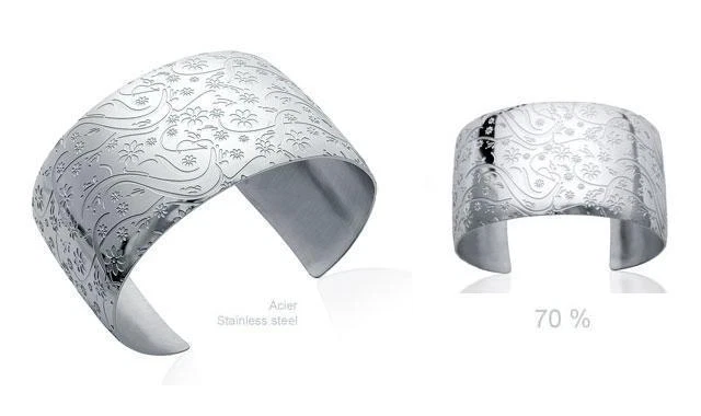 Bracelet Jonc Sculpté Dolly-Bijoux – Acier Inoxydable Poli Miroir, 62mm