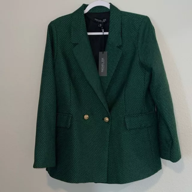 RACHEL ZOE Women's Green and Black Blazer Jacket Size Large NWT