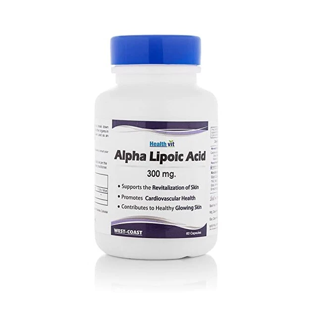 Healthvit Ácido Alfa Lipoico Pastillas Para Mantener Sangre, Azúcar, Cerebro 60