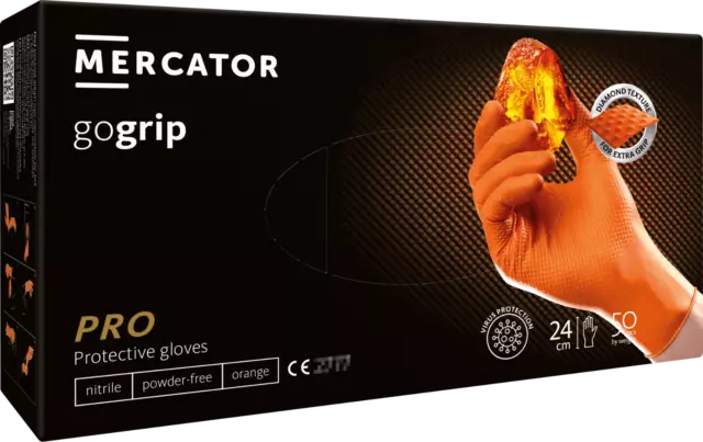 MERCATOR gogrip-pro Nitril-Handschuhe 50 Stück M-XXL Blau Grün Orange Schwarz