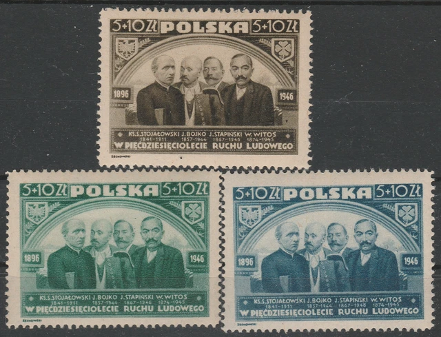 Polen - Mi.Nr.448-450 -  50.Jahre Bauernbewegung - 1946 Jahr   - Postfrisch (11m