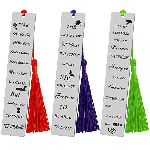3PCS Inspirational Bookmarks Back to School Supplies for Kids Teen Girls Metal