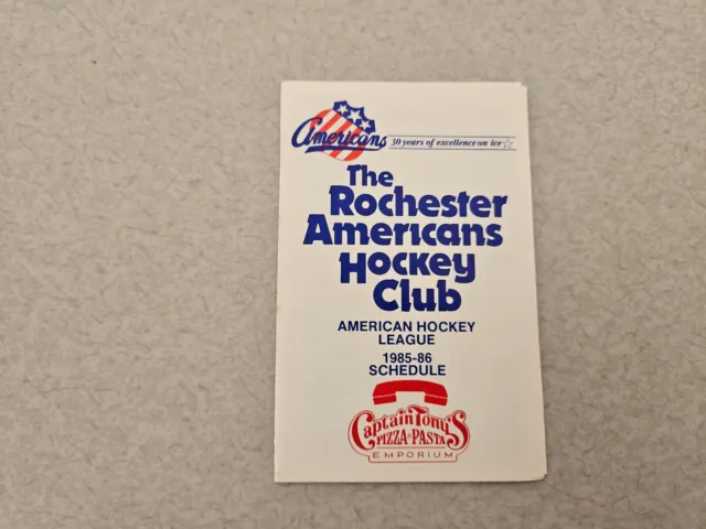 ES23 Rochester Americans 1985/86 Minor Hockey Pocket Schedule - Captain Tony's
