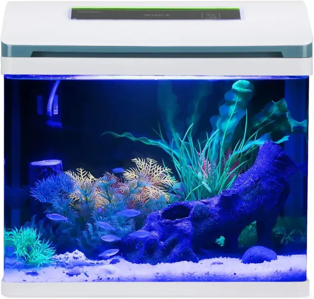 Beta Fish Tank Glass 5 Gal Self Cleaning Small Aquarium Starter Kits Room Decor
