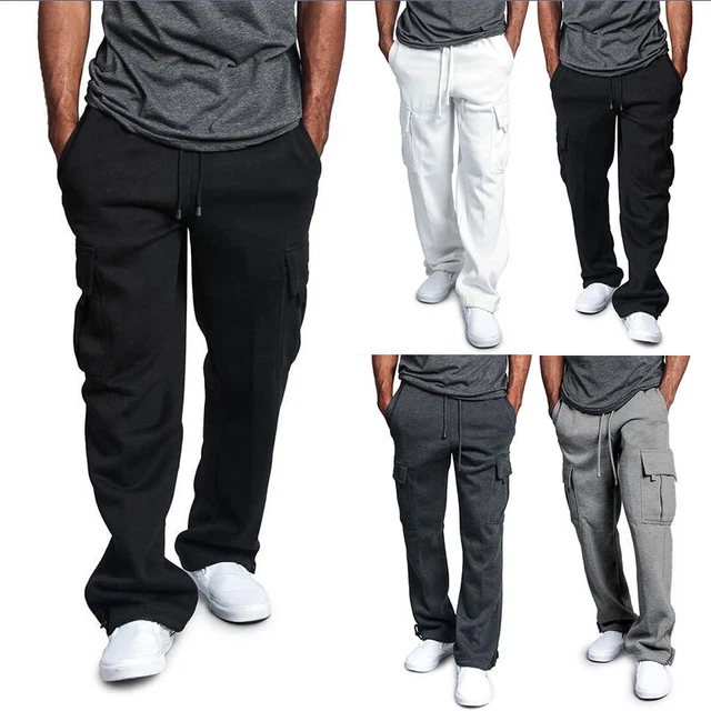 Men Beach Loose Cotton Linen Long Pants Yoga Drawstring Elastic Trousers Summer