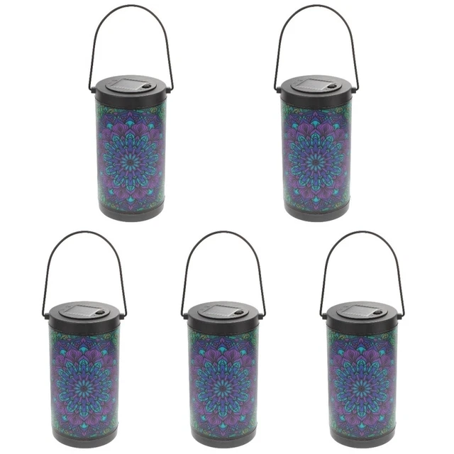 5 linternas solares huecas para paisaje iluminación patio linternas de metal
