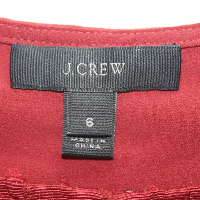 J. Crew Women's Size 6 Brick Red Grosgrain Ribbon Layering Keyhole Blouse Top 2
