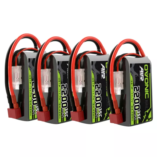 4X 35C 11.1V 2200mAh 3S Short LiPo Battery With T Plug For Axial XR1 Crawlers