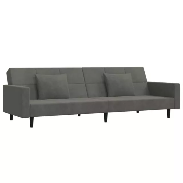 AX Divano Letto 2in1 Grigio 2 Cuscini Trasformabile 220x84.5x69cm Velluto 375817