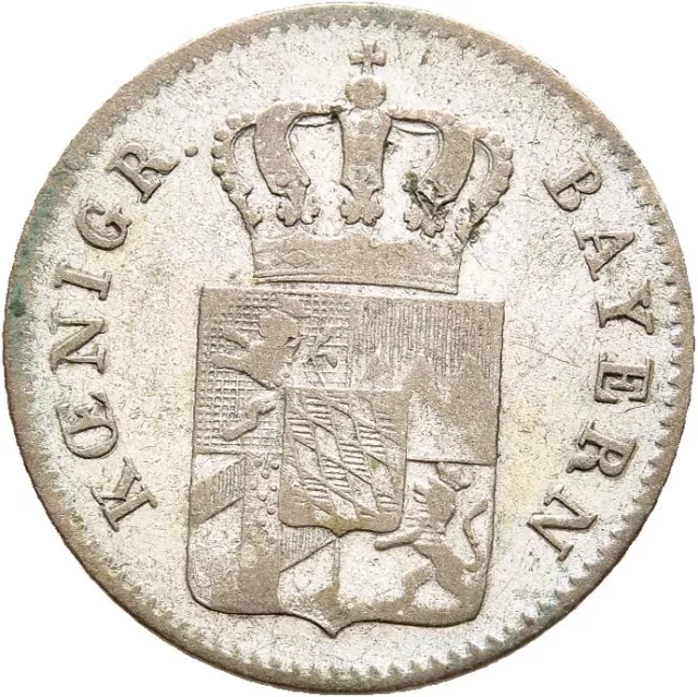 FITZ Bayern Maximilian II. Joseph 1848-1864 3 Kreuzer 1851 Wappen Silber °TCH97