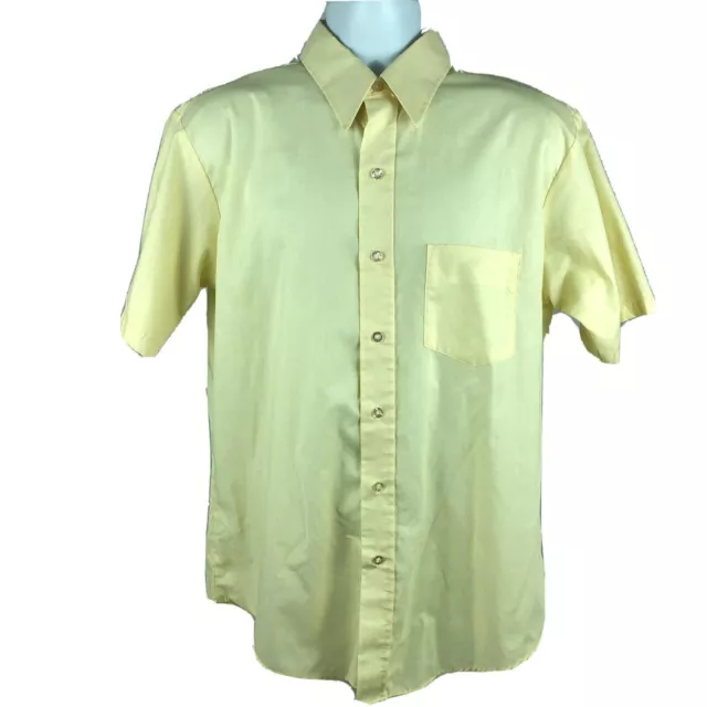 Dee Cee Men’s Button Front Shirt Size 16-L-16.5 Yellow Dress Tail Perm Press