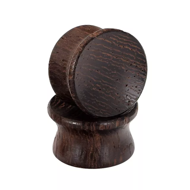 Pair Natural Wood Ear Gauges Ear Plugs Tunnels Single Concave Ear Expander USA