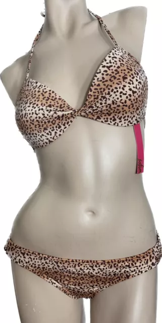 NWT $106 Sofia by VIX 2pc Bikini MEDIUM Tri Top/Hipster Brown Multi Animal Prt