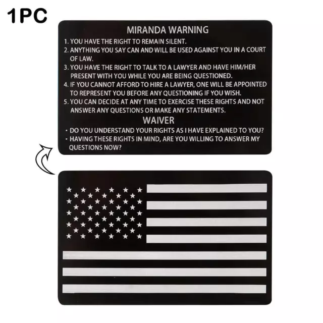 Police Black Metal Miranda Rights Card With Amez