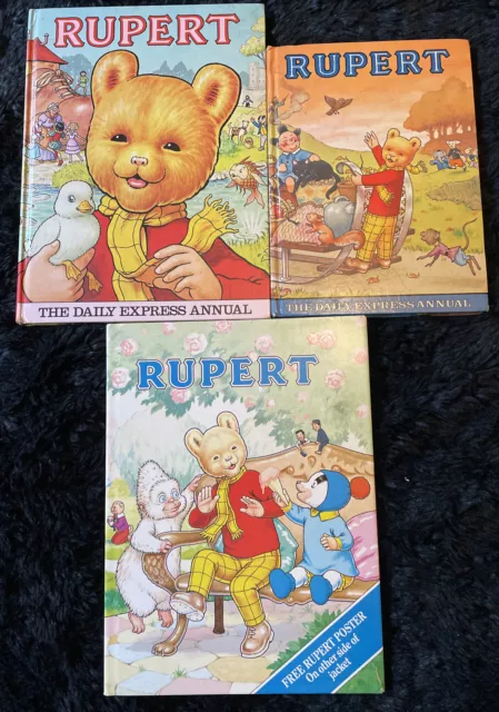 Rupert the bear annuals x 3 Daily Express 70th Anniversary 1990 1981 1978