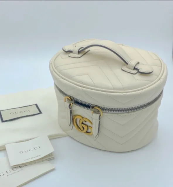 Borsa Porta Cosmetici Gucci Gg Marmont Pelle Color Avorio