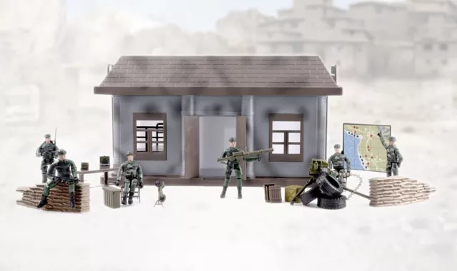 World Peacekeepers Army Battle Command Post HQ With 6 Military Figures 3+Years