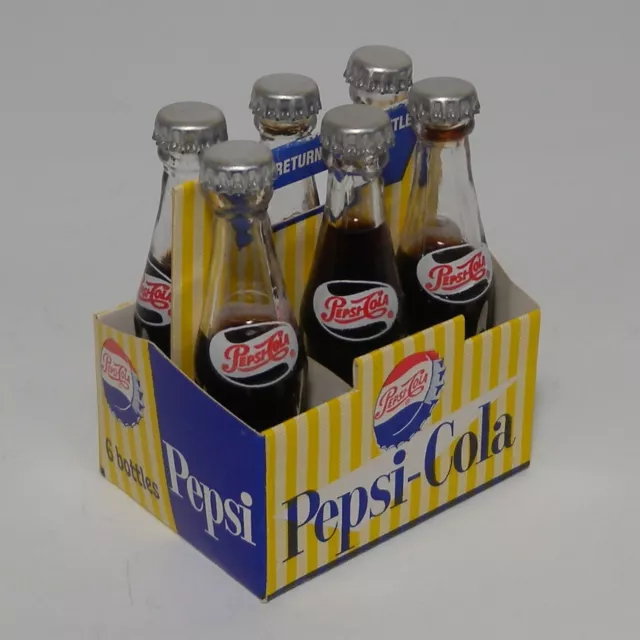 Vintage Miniature Pepsi-Cola 6 Pack Glass Bottles Carton PepsiCo Argentina Mini